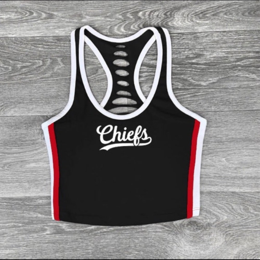 Black Red Kansas City Chiefs Football Team Tank Top Croptop Womens Medium